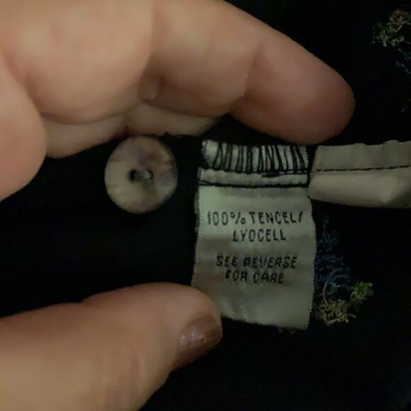 AKS Amy K Su embroidery Palm Trees Black Shirt XSP - Picture 6 of 11